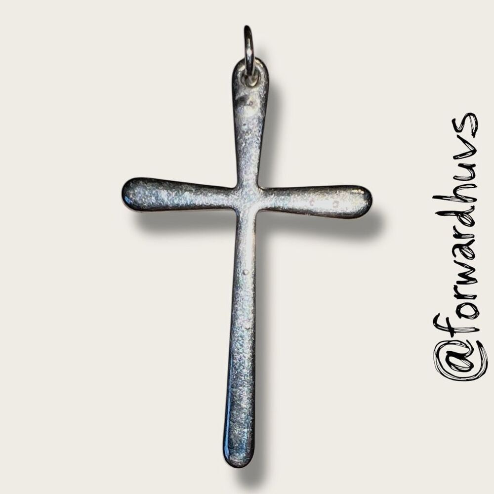 Sterling Silver Cross Pendant – Rounded Edges – Marked 925